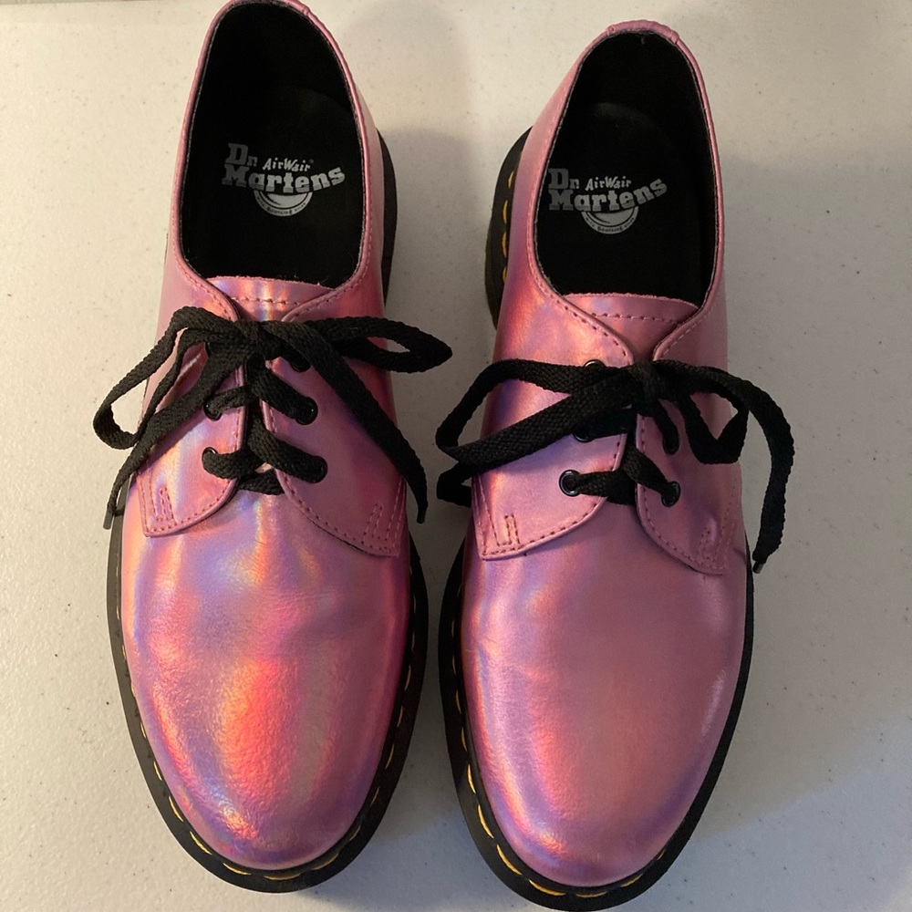 Dr. Marten metallic hot pink leather oxfords